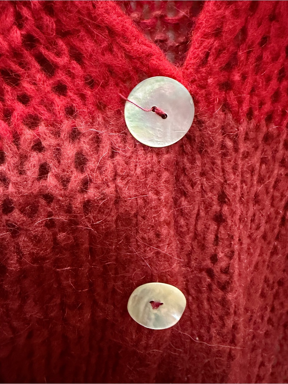 Alembika Open-Knit V-Neck Cardigan Sweater - size L - Picture 3 of 5